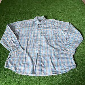 Alan Flusser Classic Fit Plaid Long Sleeve Button Down Shirt Big & Tall Size XXL